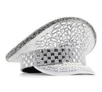 Pocoiau Chapeau de capitaine confortable avec rivets cloutés et strass pour femmes, jeu de rôle et spectacles sur scène, chapeau clouté à rivets, b, taille unique