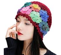 Pocoiau Chapeau de tête de mort en dentelle respirante avec motif floral bohème léger en coton pour photographie de voyage, b, taille unique