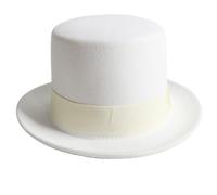 Pocoiau Chapeau haut de forme occidental Fedora à large bord pour petit ami, costume de magicien à bord court pour les réunions en plein air, chapeau confortable, blanc, Taille unique