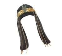 Pocoiau Cléopâtre long et droit avec coiffe dorée, costume égyptien S pour Halloween, cosplay, accessoires de costume de la reine égyptienne