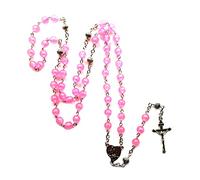 Pocoiau Collier Chapelet Lumineux Perles Prière 8mm Jésus-Christ pour Pendentif en Croix