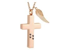 Pocoiau Collier funéraire croisé pour cendres d'animaux domestiques en métal antirouille avec compartiment à souvenirs invisible