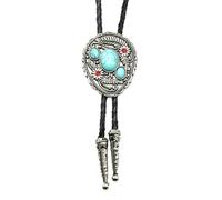 Pocoiau Cravate de ceinture tressée Western Shoestring avec pendentif fleur gravée pour homme et femme, bleu ciel, taille unique
