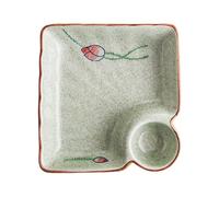 Pocoiau Élégante assiette carrée en céramique peinte à la main avec plat à vinaigre pour raviolis Dim Sum avec plat à sauce