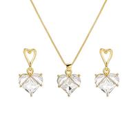 Pocoiau Ensemble de bijoux élégants en alliage avec collier en forme de cœur en cristal pour femme