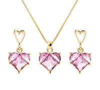 Pocoiau Ensemble de bijoux élégants en alliage avec collier en forme de cœur en cristal pour femme