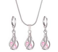 Pocoiau Ensemble De Boucles D'oreilles Et Collier Uniques Avec Zircone Cubique Ensemble De Bijoux À La Mode Pour Femmes Avec D'accent