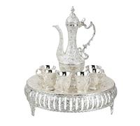 Pocoiau Ensemble de cafetières rétro avec théière et plateau à théière - 6 tasses - Décoration artisanale - Ensemble de tasses à café rétro