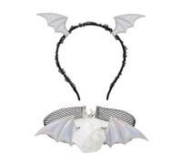 Pocoiau Ensemble de costume de diable chauve-souris avec serre-tête et fleur en dentelle pour Halloween, carnaval, cosplay, fête d'Halloween