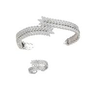 Pocoiau Ensemble De Cuivre Robuste Anneaux Conception Blé Texturé Et Ouvert Orné Bijoux Pierres Zircon Bijoux Conception Blé Empilables