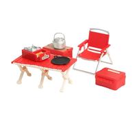 Pocoiau Ensemble De Figurines Modèle Table Chaise Camping Miniature Réaliste pour La Scène Maison Poupée Assemblage Facile Conception Réaliste Meubles Camping Miniatures pour Maison