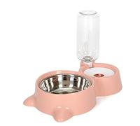 Pocoiau Ensemble de gamelles pour chat et chat - Gamelles inclinées en acier inoxydable - Distributeur de bouteille d'eau - Support en plastique sûr - Facile à nettoyer (PK)