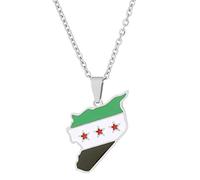 Pocoiau Fashion Syrien Country Collier Pour Femmes Men Flag Flag Clicule Amitié Amitié Bijoux Hip-Hop Collier Décorations Country Map