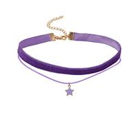 Pocoiau Gothic Double Couches Velvet Chain Chaîne Femmes Neck Chain Neck En Forme De Suspension Collier Fashion Collier Punk Jewelry Femmes Deux Rangées De Cou Colli