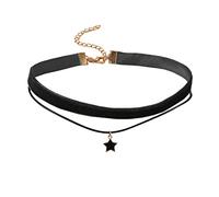 Pocoiau Gothic Double Couches Velvet Chain Chaîne Femmes Neck Chain Neck En Forme De Suspension Collier Fashion Collier Punk Jewelry Femmes Deux Rangées De Cou Colli