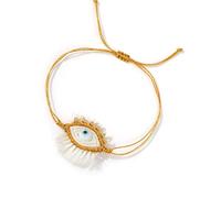 Pocoiau œil de verre empilable multicouche rehausseur de tenue élégant pour tenue décontractée ou de fête réglable unisexe à breloques pour les yeuxBracelet à cordes réglable