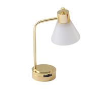 Pocoiau Lampe de table LED miniature à l'échelle 1/12 avec abat-jour blanc et base dorée - Décoration d'affichage de scène