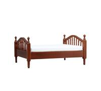 Pocoiau Lit de maison de poupée en bois avec literie en tissu, style européen, lit double, figurine pour scène miniature 1/12