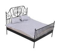 Pocoiau Lit double miniature à l'échelle 1/12 avec literie amovible pour maisons de poupées, accessoires de décoration de projet artisanal, accessoires pour maisons de poupées