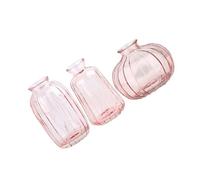 Pocoiau Lot de 3 vases nervurés en verre transparent - Design contemporain - Arrangements floraux - Améliore l'espace intérieur - Vases en verre contemporain