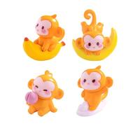 Pocoiau Lot de 4 figurines miniatures en résine sur le thème du singe pour chambre d'enfant ou voiture, intérieur de jardin, paysage