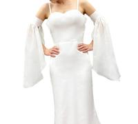 Pocoiau Manchons d'évêque blancs évasés pour mariée - S'associent parfaitement avec différentes robes - Manches amovibles à nouer réglables, blanc, taille unique