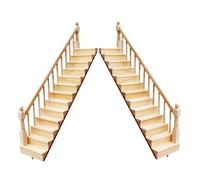 Pocoiau Marches en bois naturel pour maisons de poupées miniatures avec balustrades amovibles à l'échelle 1/12, outils de modélisme, sans danger pour les enfants, main courante incluse, escaliers
