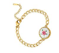 Pocoiau Médaillon floral d'inspiration vintage en acier inoxydable flexible - Bijou élégant - Accessoire robuste et rétro, taille unique, Comme décrit