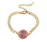 Pocoiau Médaillon floral d'inspiration vintage en acier inoxydable flexible - Bijou élégant - Accessoire robuste et rétro, taille unique, Comme décrit