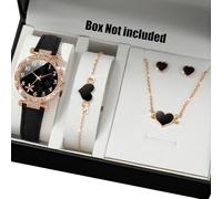 Pocoiau Montre Élégante Avec Pendentif Assorti Collier Chaîne Bagues Clous Papillon Boucles D'oreilles Ensemble De Bijoux Texture En Alliage Collier Papillon Élégant Bagues Boucles