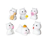 Pocoiau Pack of 6 Ancient Chinese Resin Cats Miniature Figurines Desktop Decors for Home Office and Garden Landscape Projects Cartoon Cats Miniature Decors