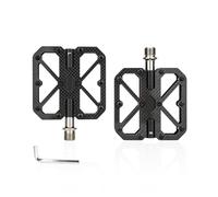 Pocoiau Pédales plates en fibre de carbone pour vélo - 3 roulements - Pédales antidérapantes - Large pédale plate pour vélo de route - Fibre de carbone - Pédales de vélo de montagne