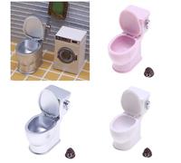 Pocoiau Petit Siège De Toilette Simulation avec Effet Sonore Affleurant pour Accessoires Maisons Poupées Décors Salle Bains Réalistes Ensemble Salle Bains pour Maisons Poupées À