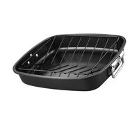 Pocoiau Plat à rôtir à dinde en acier au carbone avec grille en V de 43,2 cm, plaque de cuisson robuste avec poignées, passe au four pour la maison