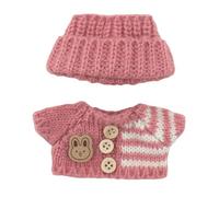 Pocoiau Tenue d'hiver en peluche douce de 17 cm avec bonnet et pull en tricot pour présentation ou cadeau