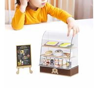 Pocoiau Vitrine De Comptoir Boulangerie pour Maisons Poupées Miniatures Ensemble Figurines Gâteau Modèle pour Faire Semblant Cuisiner Jeu Imaginatif Dollhouses Bakery Display Cabinet