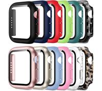 Pocoukate [Lot de 12] Coque avec Protection D'écran compatible avec Apple Watch SE 3 Series 6 5 4 44 mm, étui de Protection Complète, Film en Verre Trempé Intégré Haute Sensibilité pour iWatch 44mm