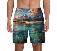 POCUK Beautiful View of The Sea Short de bain décontracté pour homme Séchage rapide, blanc, XL taille courte