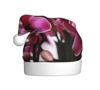 POCUK Chapeau de Noël avec fleurs de lys roses pour adultes, fournitures de fête classiques pour le Nouvel An