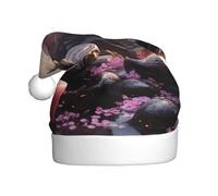 POCUK Chapeau de Noël en pierre noire avec fleur rose pour adulte - Fournitures classiques pour le Nouvel An et les fêtes de fin d'année