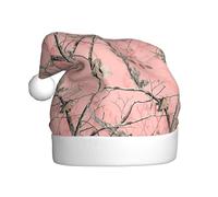POCUK Chapeau de Noël motif feuilles roses camouflage pour adulte Fournitures de fête classique pour le Nouvel An