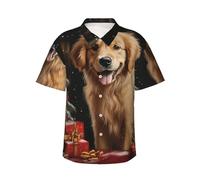 POCUK Chemise hawaïenne à manches courtes Golden Retriever pour homme - Pour l'été - À porter au quotidien - Plage et plein air, Noir , XXL