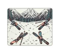 POCUK Ensemble de tapis de souris avec équipement de ski, tapis de bureau, tapis d'écriture avec bord de verrouillage