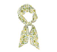 POCUK Foulard long en soie avec motif citrons tropicaux frais (satiné), Noir , taille unique