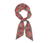 POCUK Foulard long en soie avec motif de pastèque (satiné) - Accessoire de mode, Noir , taille unique