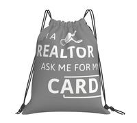 POCUK I'M A Realtor Ask Me Sac à dos avec cordon de serrage pour l'extérieur Sac à dos portable simple décontracté voyage plage école