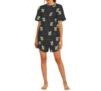POCUK Little Bee Ensemble de pyjama pour femme Tenue décontractée, Noir , 3XL