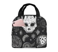 POCUK Sac à déjeuner isotherme portable et réutilisable Motif tête de mort chat lune gothique
