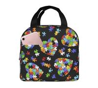 POCUK Sac à déjeuner isotherme portable et réutilisable pour la sensibilisation à l'autisme - Sac de pique-nique en forme de cœur