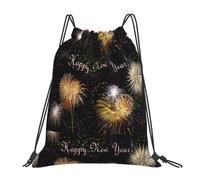 POCUK Sac à dos avec cordon de serrage Happy New Year - Sac à dos portable simple et décontracté - Pour voyage, plage, école